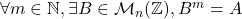 \fa m\in \N, \exists B\in \mcm_n(\Z), B^m=A